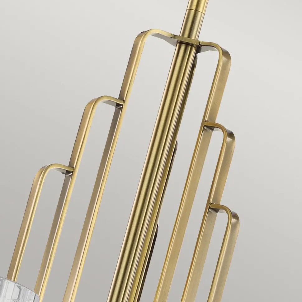 Kronleuchter Metall Glas B: 68,6 cm Art Déco in Messing CLAVA