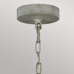 Kronleuchter Metall Holzperlen 71,1 cm breit Shabby Grau antik