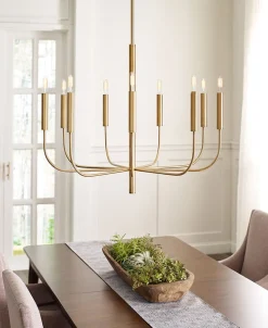 Kronleuchter Metall Jugendstil in Messing Ø76cm 9-armig