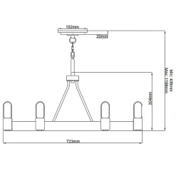 Kronleuchter Metall rund Ø 72,3 cm H: max. 119,8 cm E27