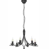 Kronleuchter Metall Rustikal 6-armig E14 Schwarz