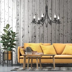 Kronleuchter Metall Rustikal 6-armig E14 Schwarz