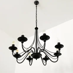 Kronleuchter Metall Schwarz Rustikal E14 Esszimmer