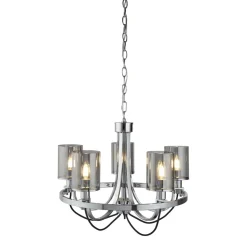 Kronleuchter mit Schirm Chrom Grau Ø 51 cm E14 Glas Metall