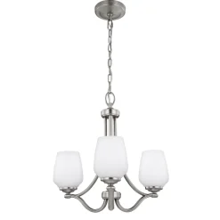 Kronleuchter mit Schirm Weiß Nickel E27 Glas Metall