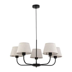 Kronleuchter Modern Metall Stoff Schirm 5-flammig E27