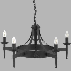 Kronleuchter rund Ø 67 cm Schmiedeeisen massiv 5x E14