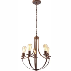 Kronleuchter Rustikal Metall Ø 45 cm 5-flammig E27 Braun