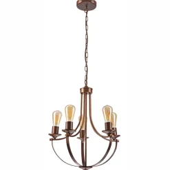 Kronleuchter Rustikal Metall Ø 45 cm 5-flammig E27 Braun