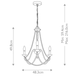 Kronleuchter Shabby Chic Ø 48,3 cm H: max. 216 cm Grau antik