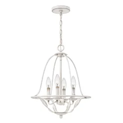 Kronleuchter Shabby Chic Weiß Metall H: max. 307,5 cm 4x E14