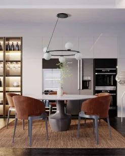 Kugel Pendelleuchte Schwarz Weiß Glas Metall G9 Ø68 cm