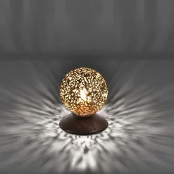 Landhaus Tischlampe Metall Rostbraun Gold 12,5 cm G9