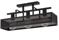 Lange Deckenleuchte Schwarz Metall 3-flammig Industrie
