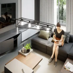 Lange Hängelampe Metall Schwarz E27 100 cm Industrial