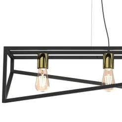 Lange Pendelleuchte Schwarz Gold E27 100 cm Industrial