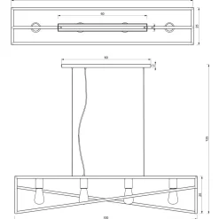 Lange Pendelleuchte Schwarz Gold E27 100 cm Industrial