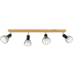 Langer Deckenstrahler Holz Metall 4-flmg beweglich