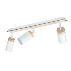 Langer Strahler Wohnzimmer L:72cm Weiß mit Holz GU10