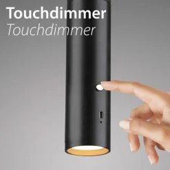 LED Akku Pendelleuchte Schwarz Metall Touch Dimmen 3 W