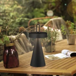 LED Akku Tischlampe Dimmer Touch IP44 28,9 cm Schwarz