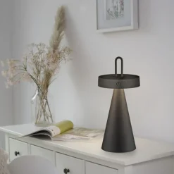 LED Akku Tischlampe Dimmer Touch IP44 28,9 cm Schwarz