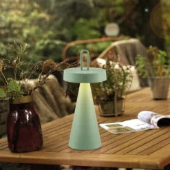 LED Akku Tischlampe Dimmer Touch Grün IP44 28,9 cm