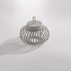 LED Akku Tischlampe Dimmer Touch 22 cm IP44 2 W Greige