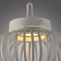 LED Akku Tischlampe Dimmer Touch 22 cm IP44 2 W Greige