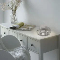 LED Akku Tischlampe Dimmer Touch 22 cm IP44 2 W Greige