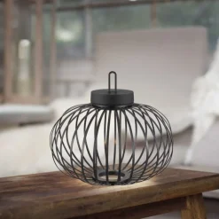 LED Akku Tischleuchte IP44 Schwarz Dimmer Touch 33 cm