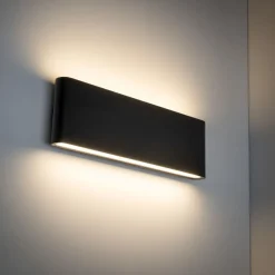 LED Außenlampe Wand Metall Schwarz 30 cm IP54 Up Down