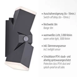 LED Außenleuchte Wand mit Bewegungsmelder IP54 Up Down