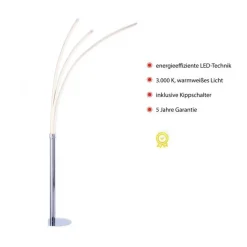 LED Bogenleuchte in Chrom Metall 6 W 733 lm 215 cm XXL
