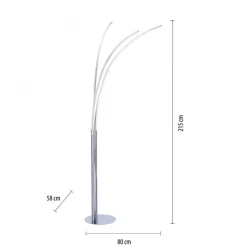 LED Bogenleuchte in Chrom Metall 6 W 733 lm 215 cm XXL