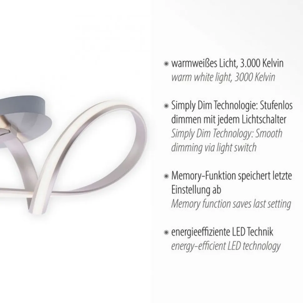 LED Deckenlampe dimmbar Metall in Stahl 2050 lm Modern