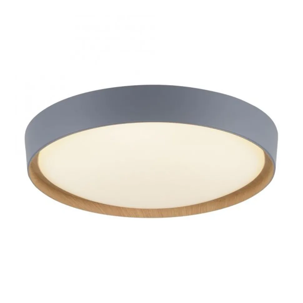 LED Deckenlampe Holz Metall Grau Ø51 cm 3720 lm dimmbar