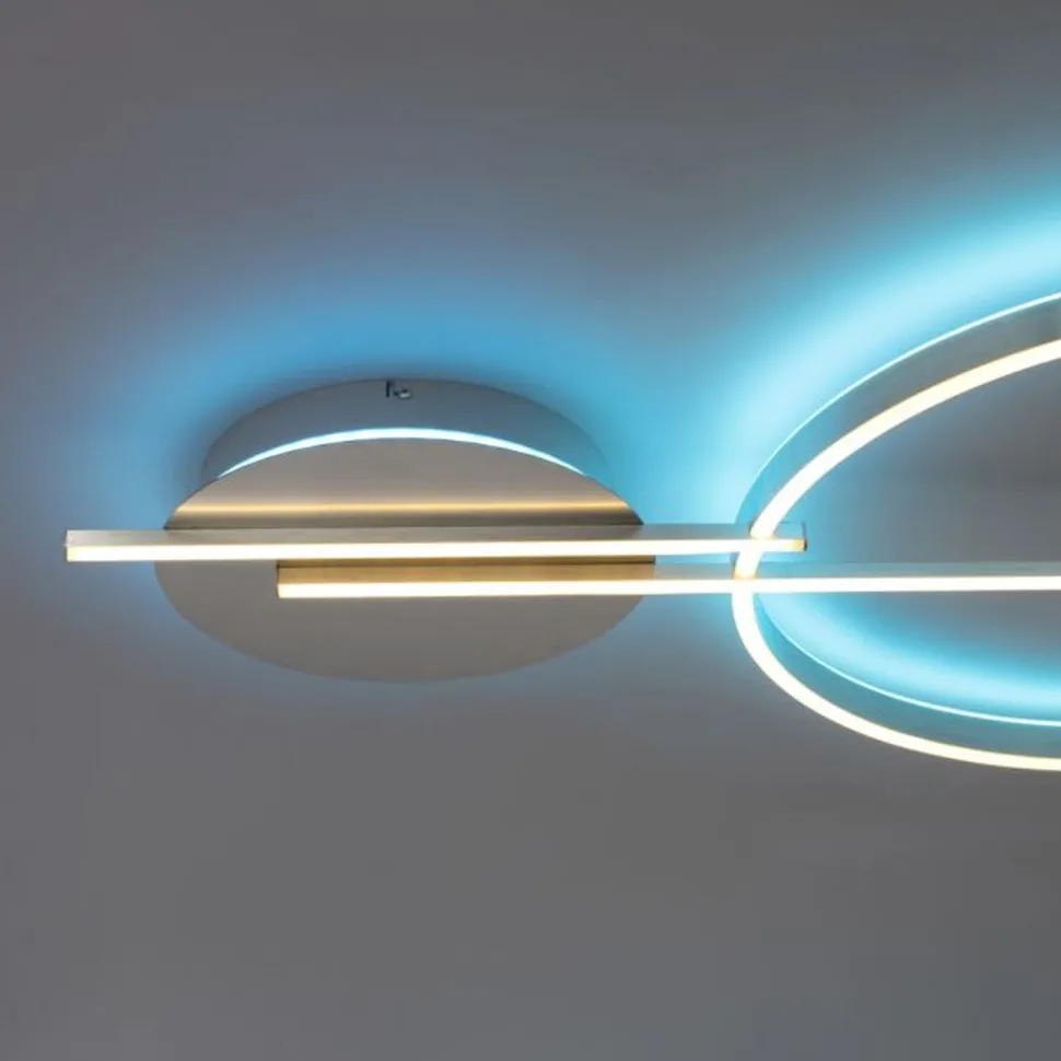 LED Deckenlampe in Silber dimmbar RGB 2900 lm L:114 cm