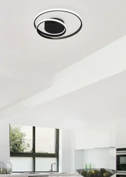 LED Deckenlampe Metall Schwarz 2500 lm B:39 cm Spirale