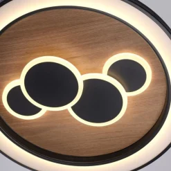 LED Deckenlampe rund Holz Schwarz Serienschalter 3000 K