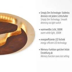 LED Deckenleuchte dimmbar Rostbraun Gold Ø50 cm 3000 K