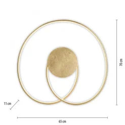 LED Deckenleuchte Leuchtringe Metall in Gold L:70 cm