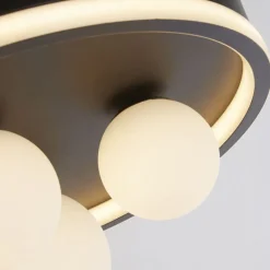 LED Deckenleuchte Schwarz Weiß Metall Glaskugeln Ø40 cm