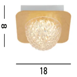 LED Einbaustrahler in Gold Metall B:18 cm 585 lm Decke