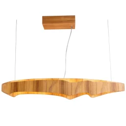 LED Hängelampe 100 cm lang Teak Holz Furnier 3000 K Modern