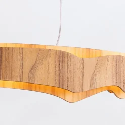 LED Hängelampe 100 cm lang Teak Holz Furnier 3000 K Modern