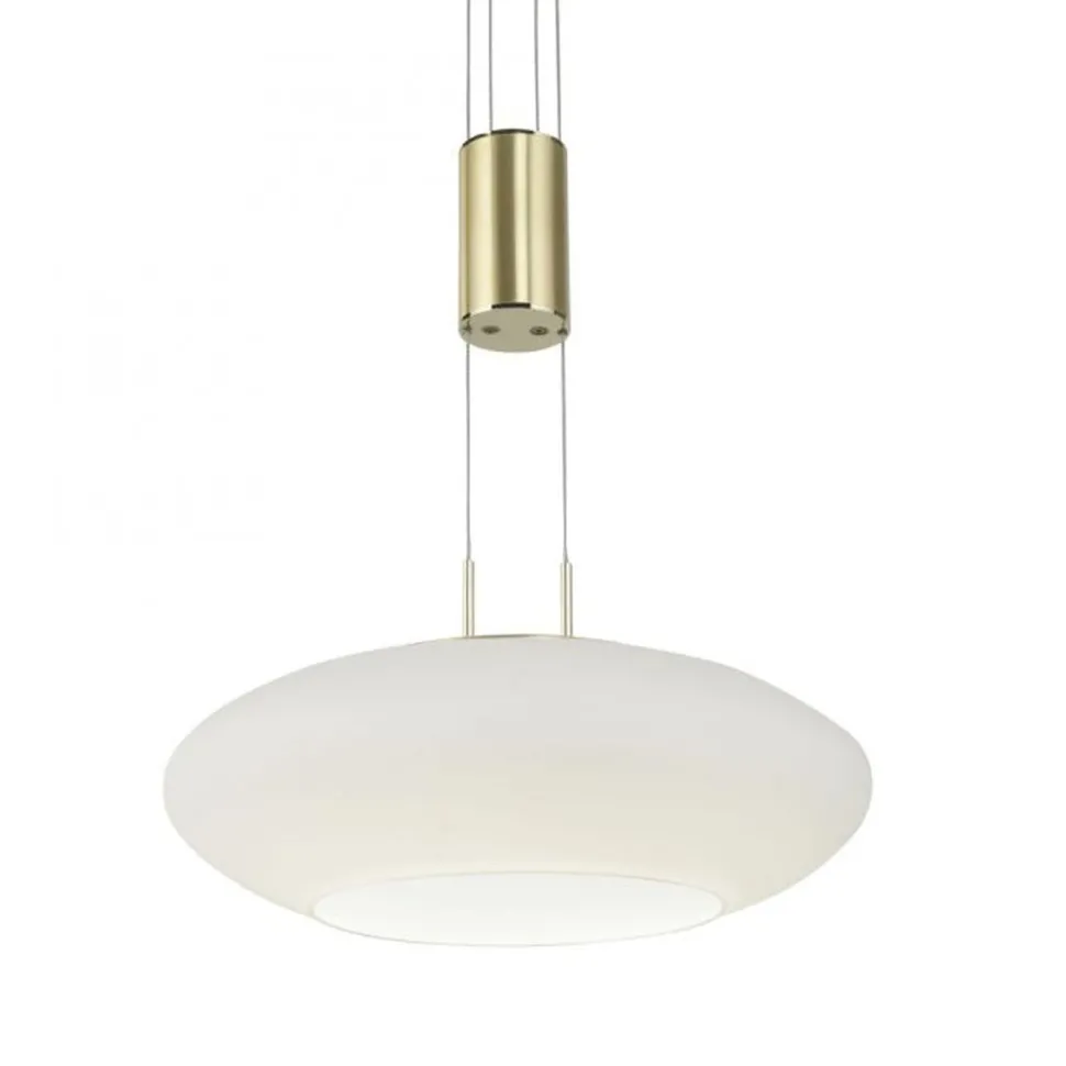 LED Hängelampe Glas in Messing dimmbar Fernbedienung