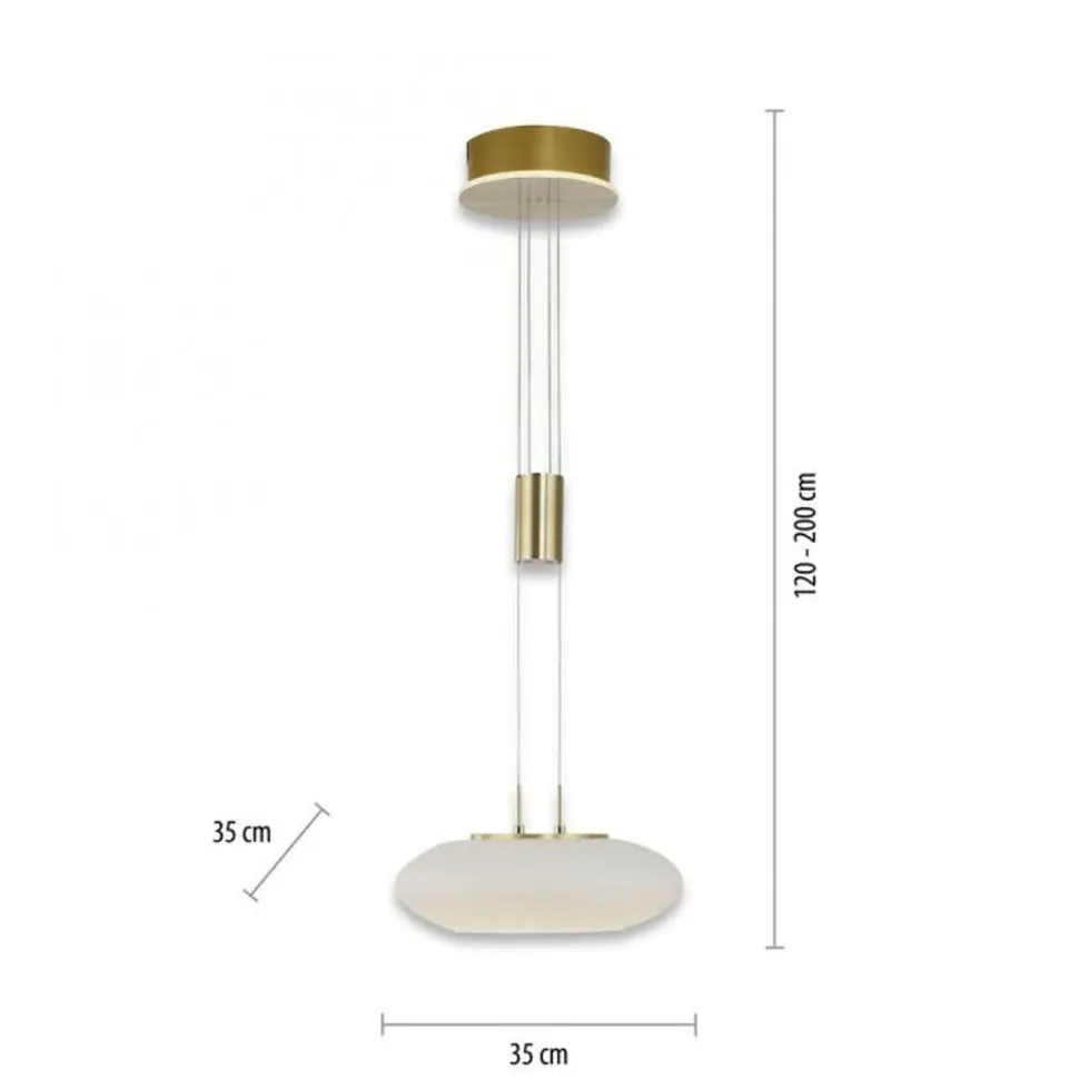 LED Hängelampe Glas in Messing dimmbar Fernbedienung