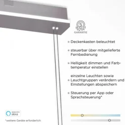 LED Hängelampe Glas in Stahl 108 cm 38 W Fernbedienung