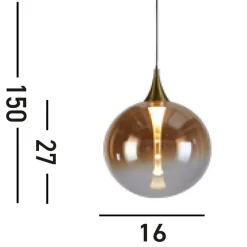 LED Hängelampe Glaskugel Ø16 cm 5 W Schwarz Bernstein